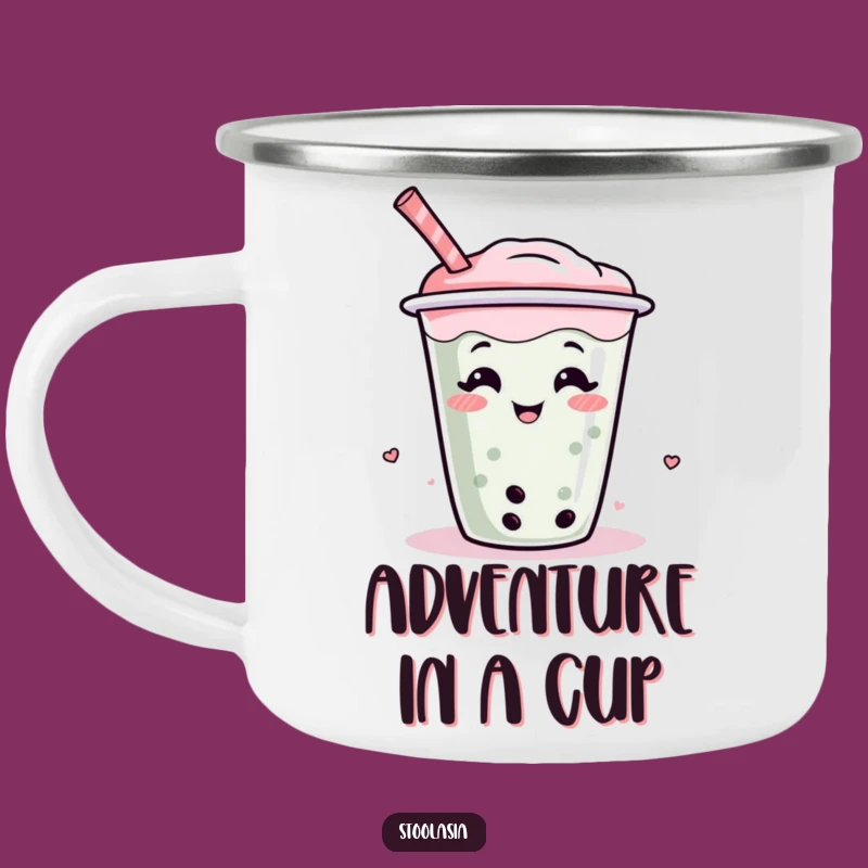 Funny Boba Tea Camping Mug - Wiggling Cup Enamel, Hilarious Outdoor Gift