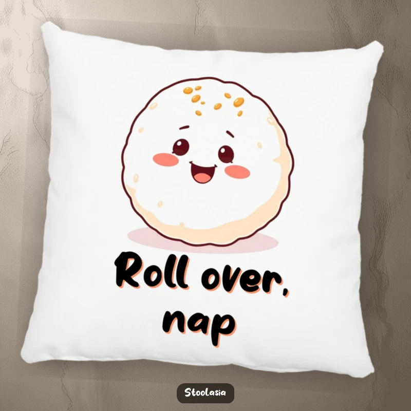 Funny Takoyaki Pillow: A delighted takoyaki ball with eyes rolling around happily, soft and huggable.