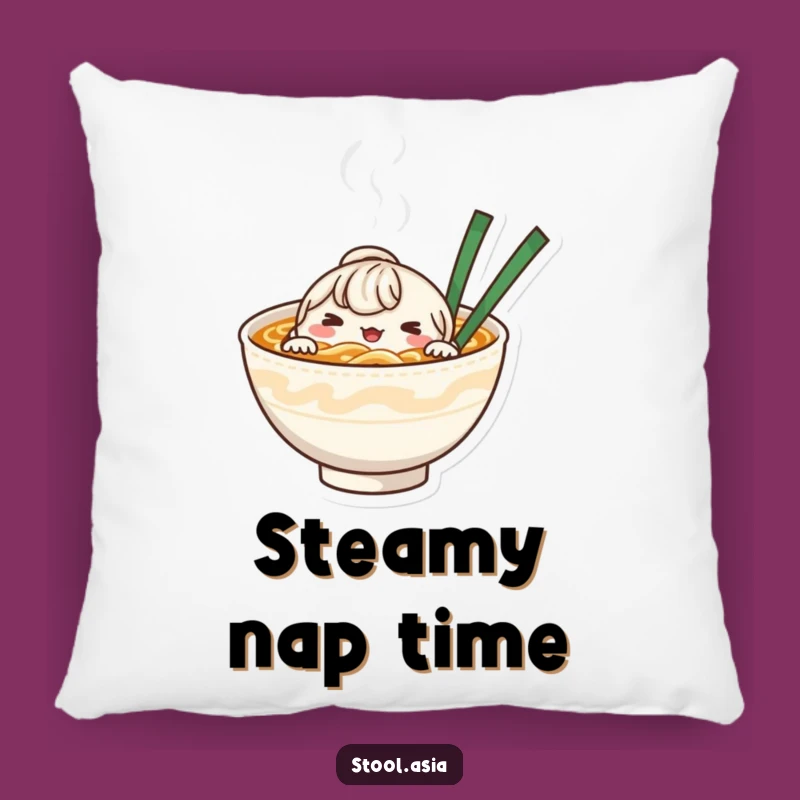Funny Noodle Bowl Pillow - Cozy Cute Foodie Decor Accent