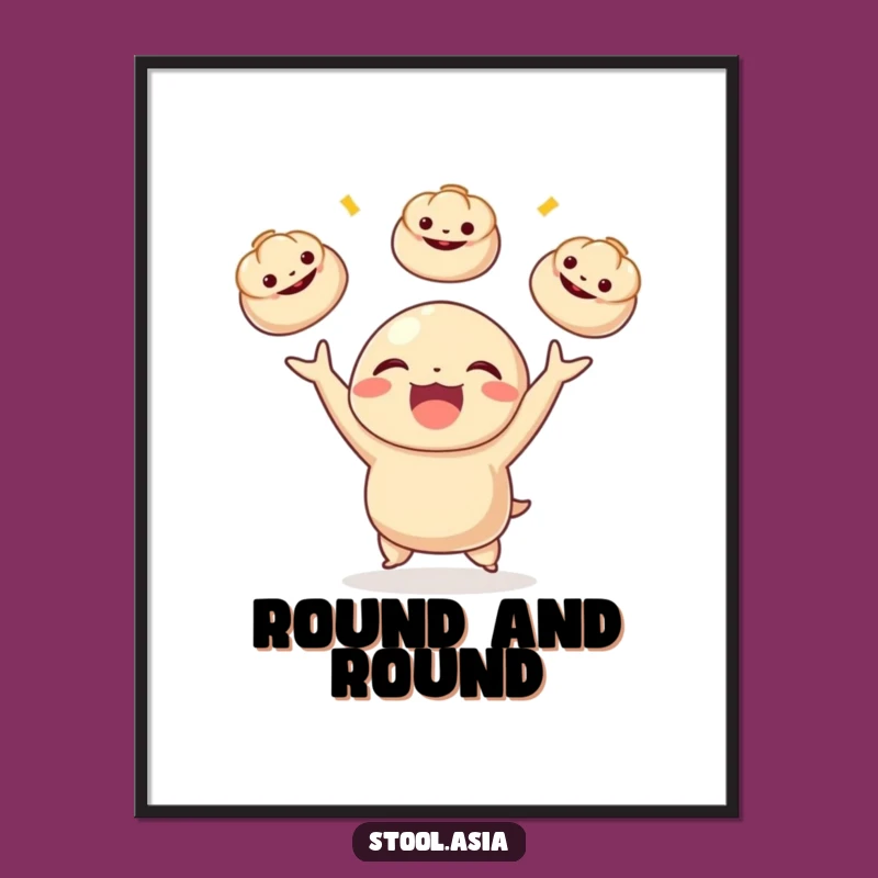 Funny Dumpling Digital Art Print - Instant Joyful Foodie Decor Download