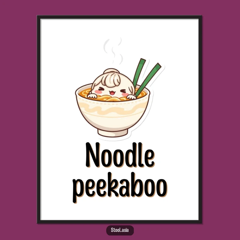 Funny Noodle Bowl Digital Art Print - Instant Whimsical Foodie Decor Download