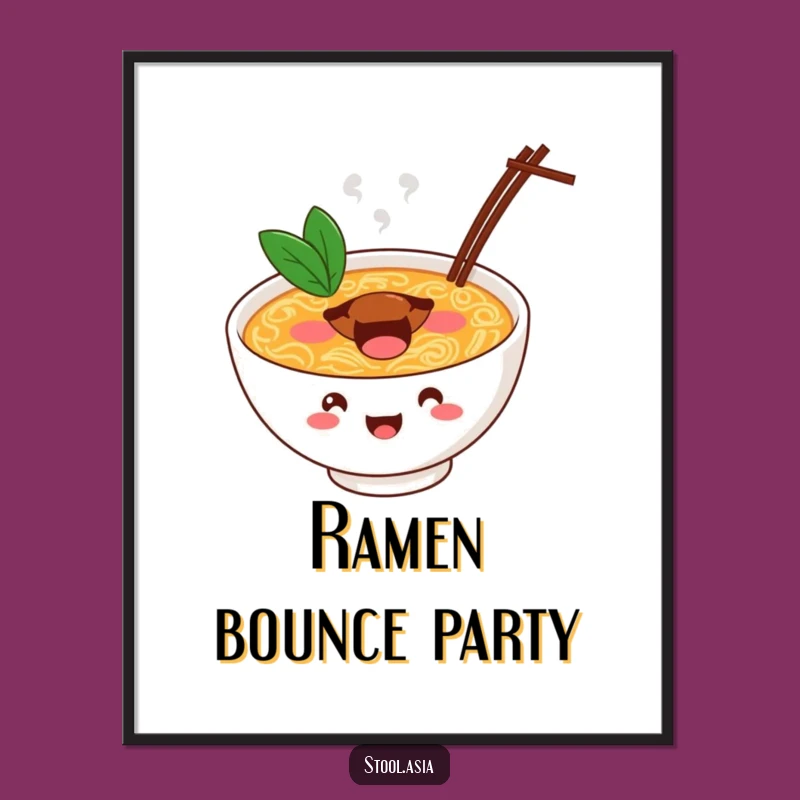 Funny Ramen Bounce Digital Art: Instant Download for Energetic Decor