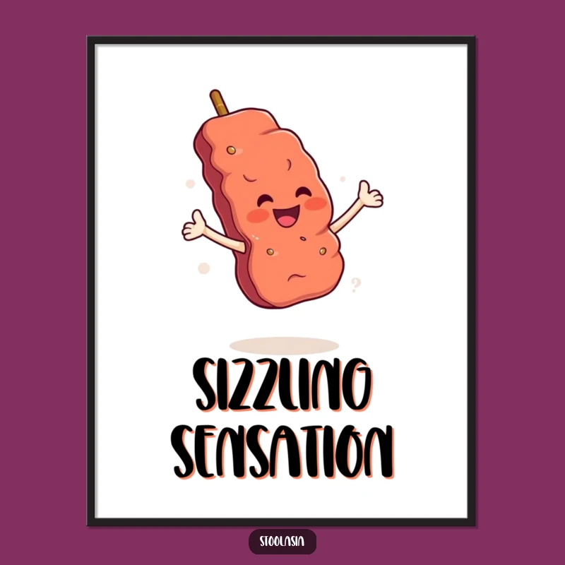 Funny Skewer Flourish Digital Art: Hilarious Grilling Decor Print