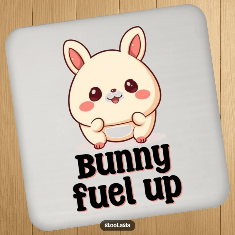 Funny bao bun coaster with a happy, bouncing bun with cheerful eyes, cute and functional decor.
