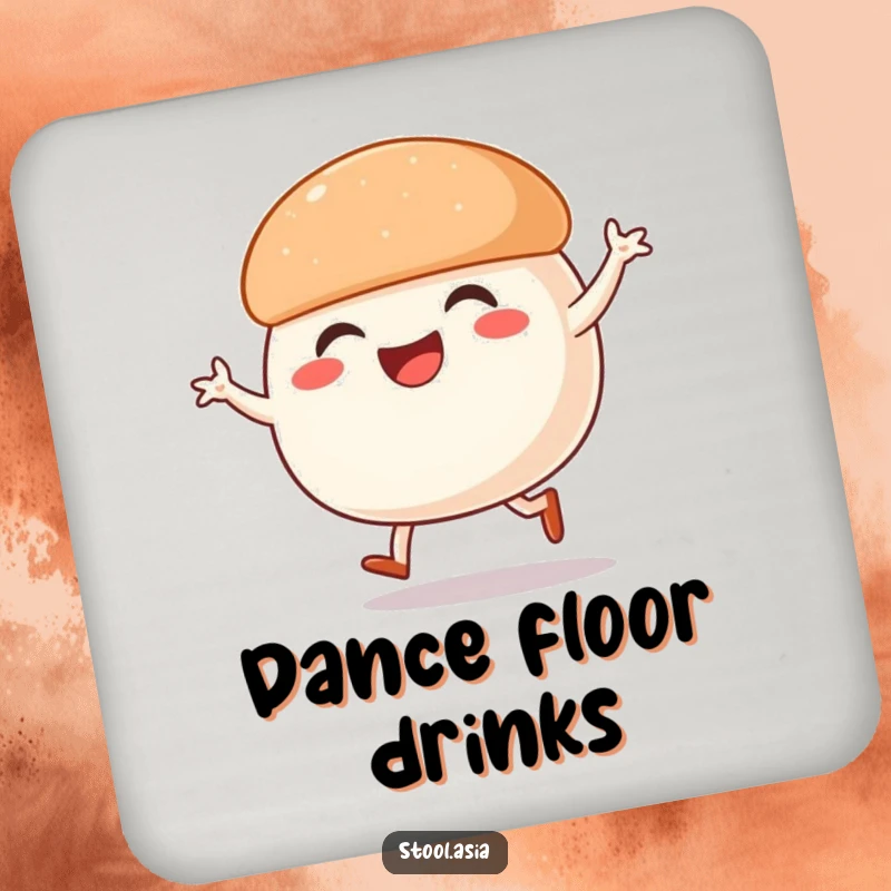 Funny Steamed Bun Coaster: A smiling steamed bun with legs in a street dance pose, protecting surfaces with humor.