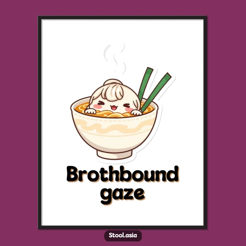 Funny Noodle Bowl Art Print - Whimsical Foodie Decor for Kitchen Walls