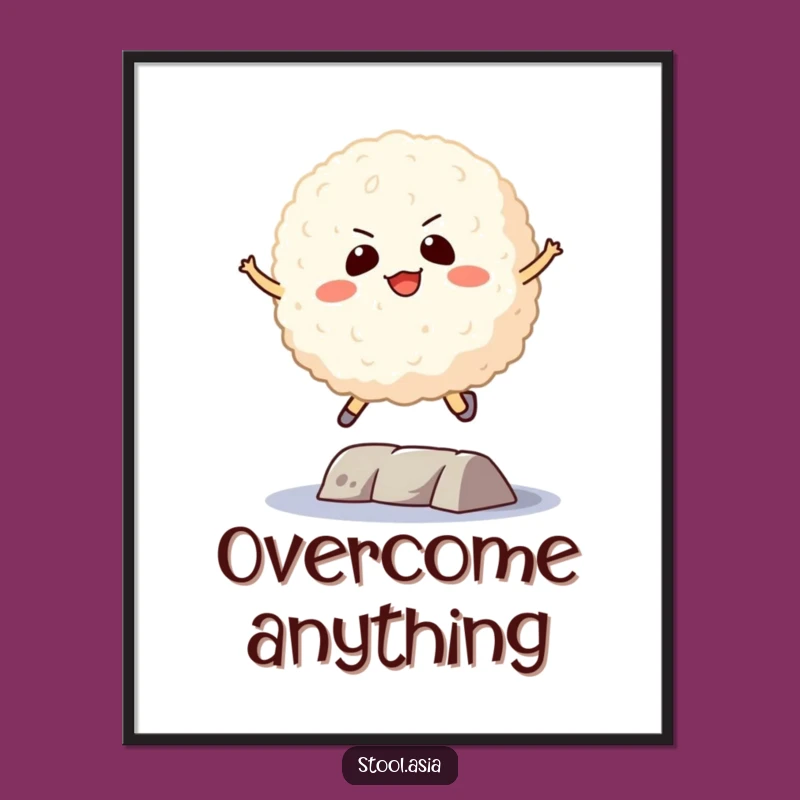 Funny Rice Ball Jump Poster: Hilarious Motivational Art for Your Space