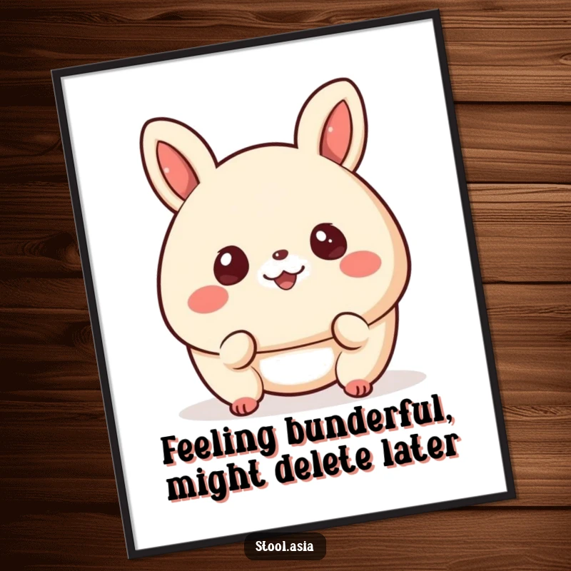 Funny Free Printable Wall Art, a happy, smiling bao bun with cheerful eyes bouncing playfully, radiating pure joy.