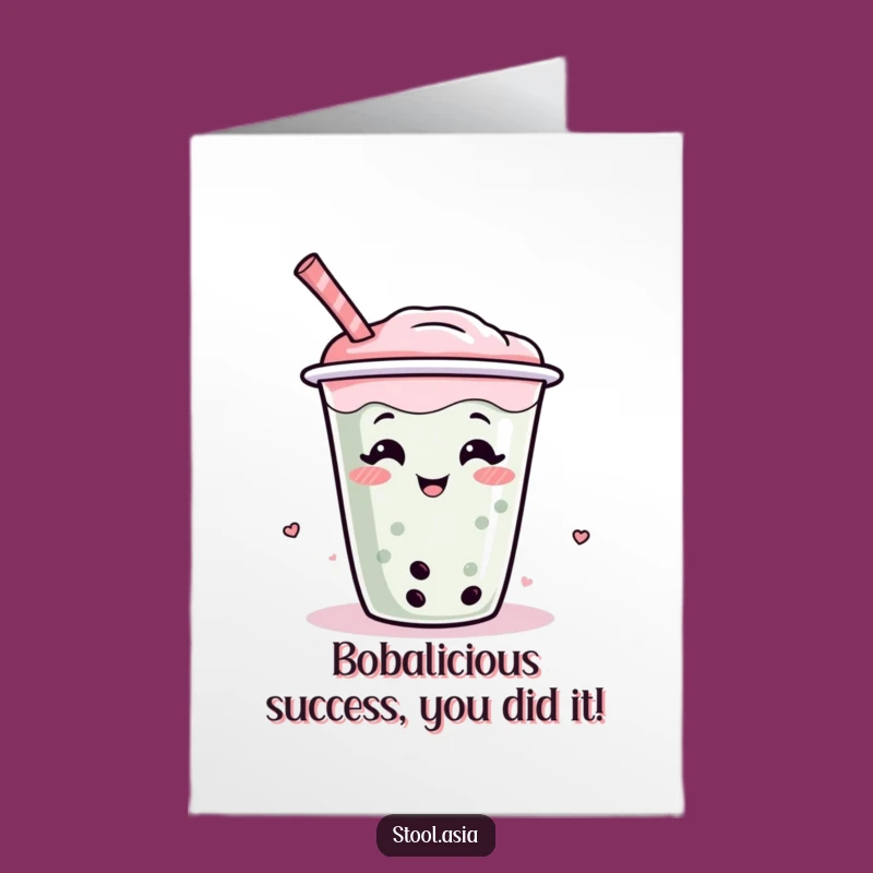Free Printable Congrats Boba Tea Card - Wiggling Cup Joyful Downloadable Greeting