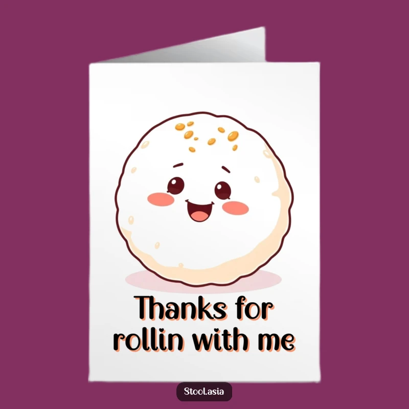 Funny Free Printable Thank You Card: Rolling Takoyaki Ball, Gratitude Downloadable