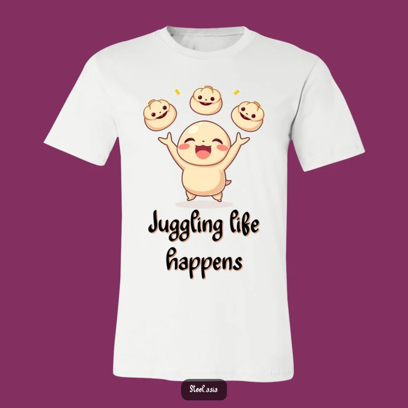 Funny Dumpling Juggling T-Shirt - Playful Foodie Apparel for Him & Her