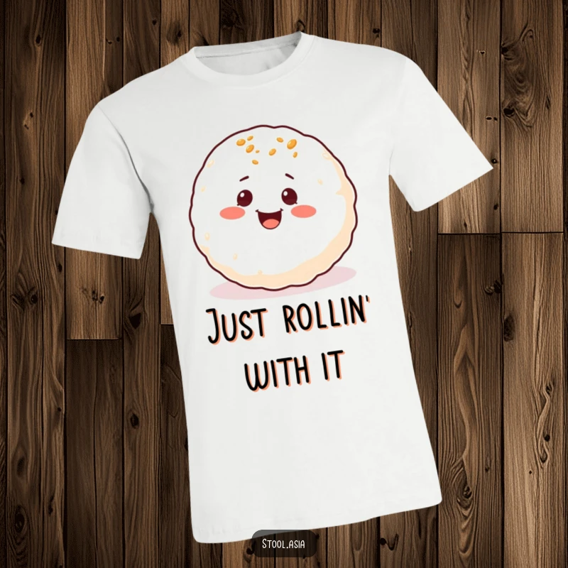 Funny Takoyaki T-Shirt: A delighted takoyaki ball with eyes rolling around playfully, embodying pure happiness.