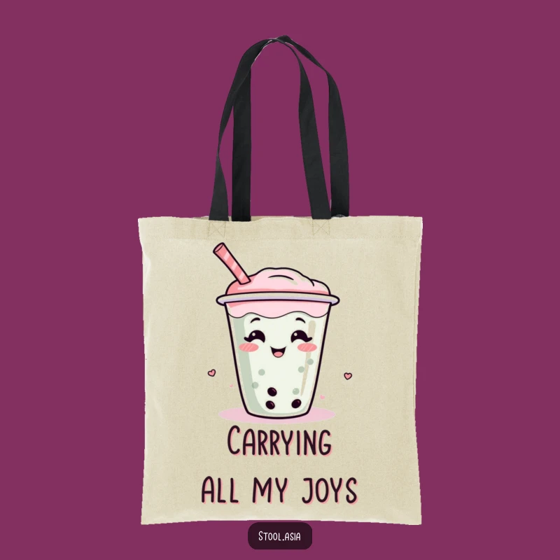 Funny Boba Tea Tote Bag - Wiggling Cup Carry-All, Hilarious Cartoon Shopping Gift