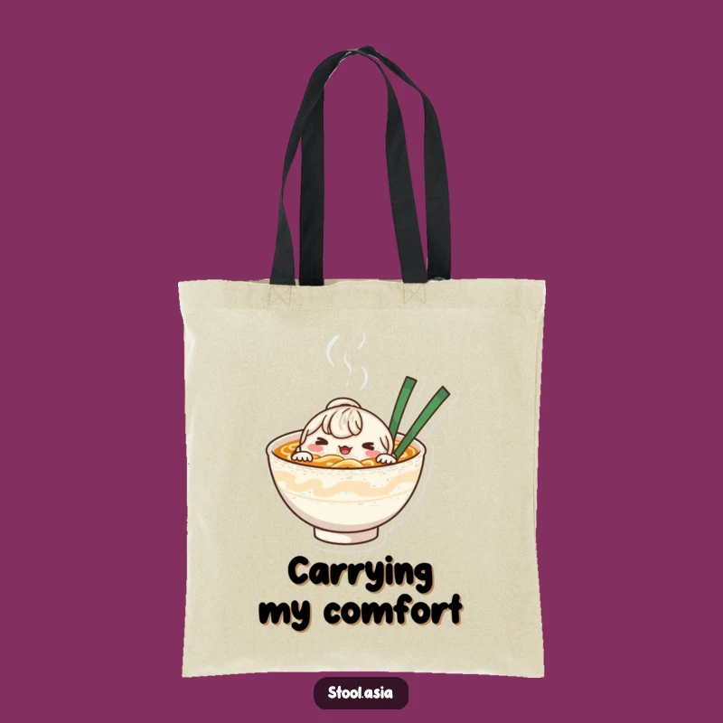 Funny Noodle Bowl Tote Bag - Cute Foodie Accessory for Daily Errands